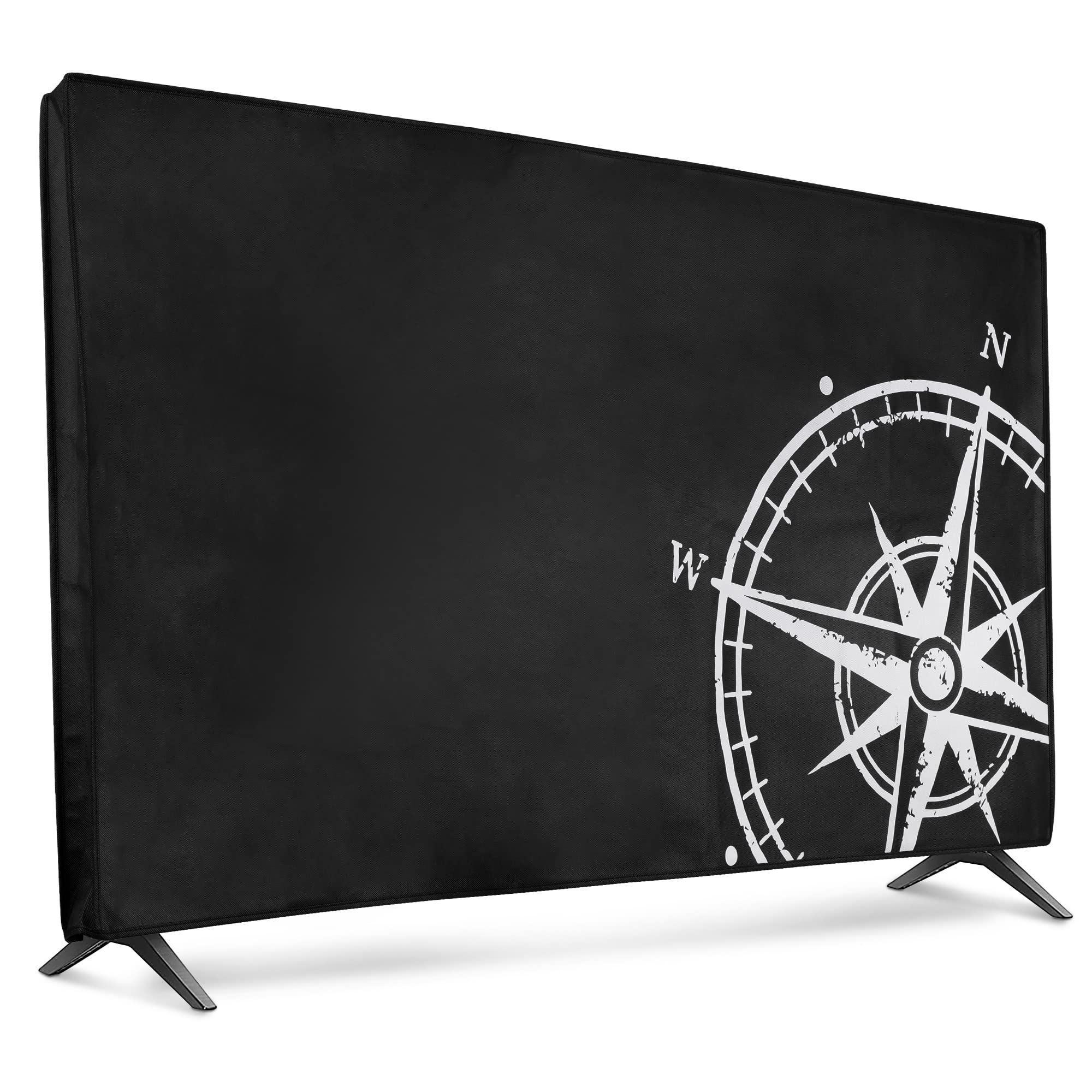 kwmobile Indoor 55" TV Cover – Television Dust Cover Screen Protector – TV Screen Dust Protection – Synthetic Fabric White/Black — image 1