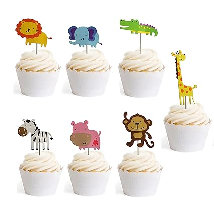 Amazon Com Woodland Zoo Animal Cake Cupcake Toppers Picks For