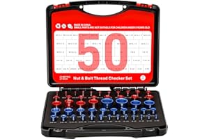 REDANTS 50Pcs Thread Checker, Nut and Bolt Thread Checker, Suitable for Nut Bolt Size Finder and identifier in Narrow and Tricky Area Thread Checker Kit in Standard and Metric (27 SAE & 23 Metric)