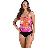 24th & Ocean Womens Underwire V-Neck Blouson Tankini Swimsuit Top