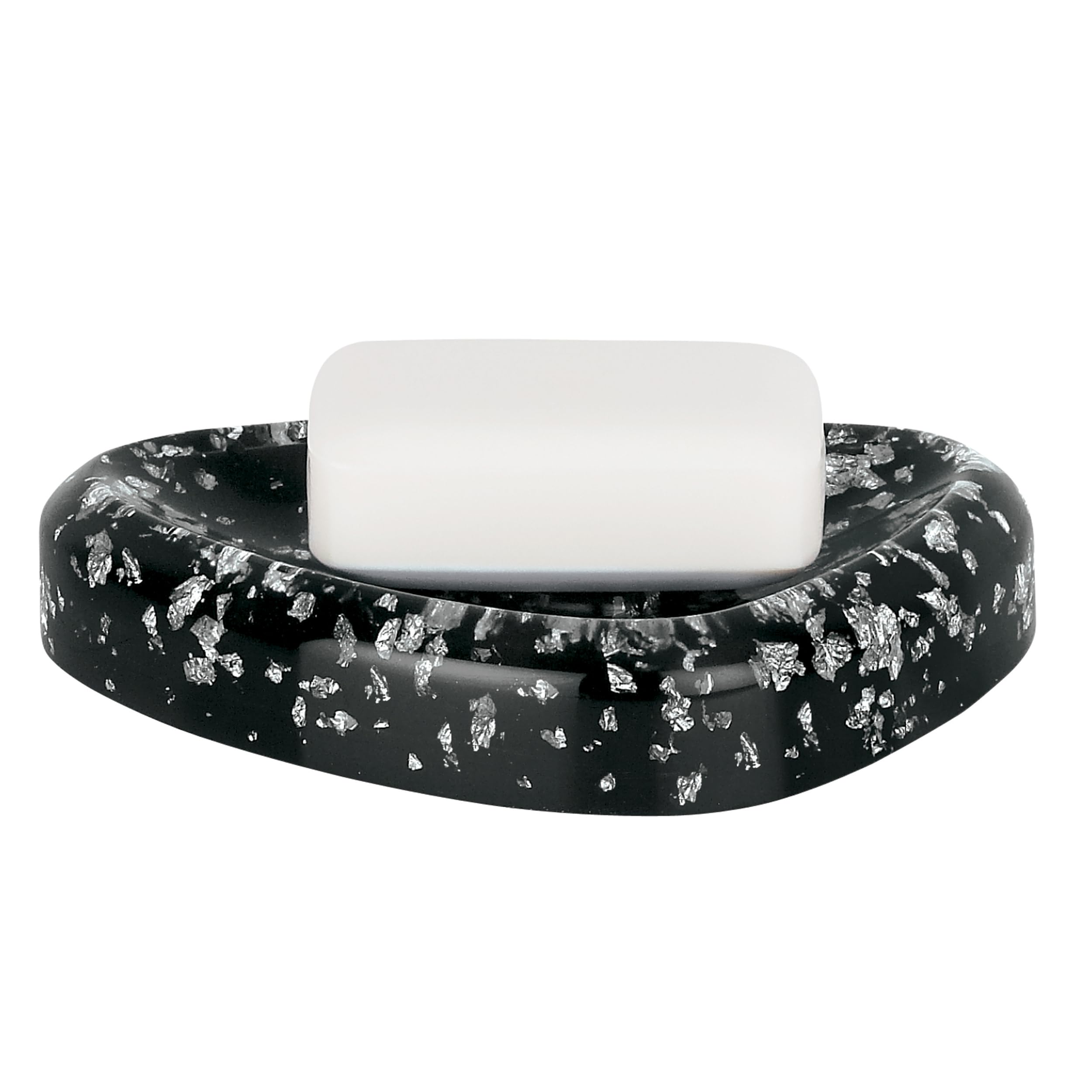 Spirella Etna Glitter Polysresin Soap Dish, Black
