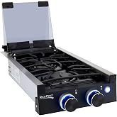 RecPro RV Built In Gas Cooktop | 2 Burner or 3 Burner | RV Cooktop Stove | 6,500 and 8,000 BTU Burners | Cover Included (2 Bu