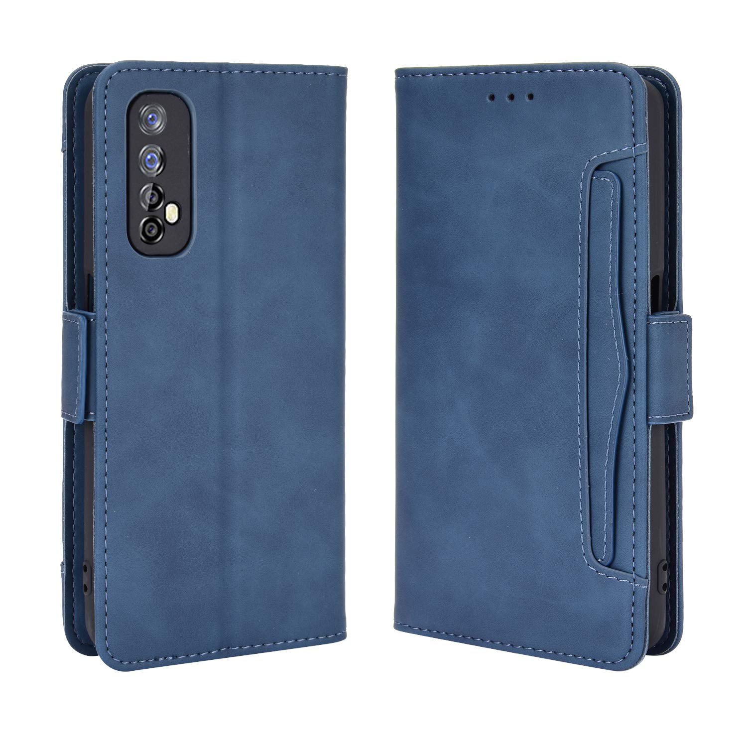 MingMing Wallet Case for Realme 7 Case, Retro Style Wallet Magnetic Cover with Credit Card Slots and Flip Stand, Leather Phone Case Compatible with Realme 7, Blue โ image 1