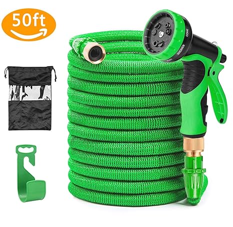 Soar Flexibler Gartenschlauch, 15M 50FT Auslaufsicheres Design FlexiSchlauch Dehnbar 9 Funktion mit Aufhänger für Bewässerung