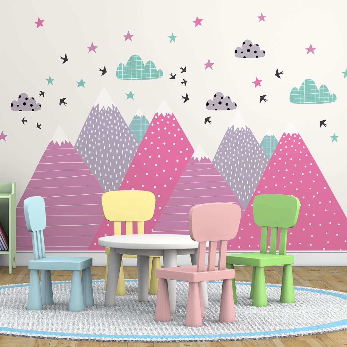 UNIKA Children's Wall Stickers – Giant Wall Sticker – Scandinavian Mountains – 50 x 75 cm