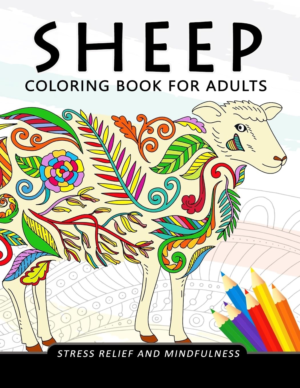Sheep Coloring Book for Adults: Stress-relief Coloring Book For Grown-ups