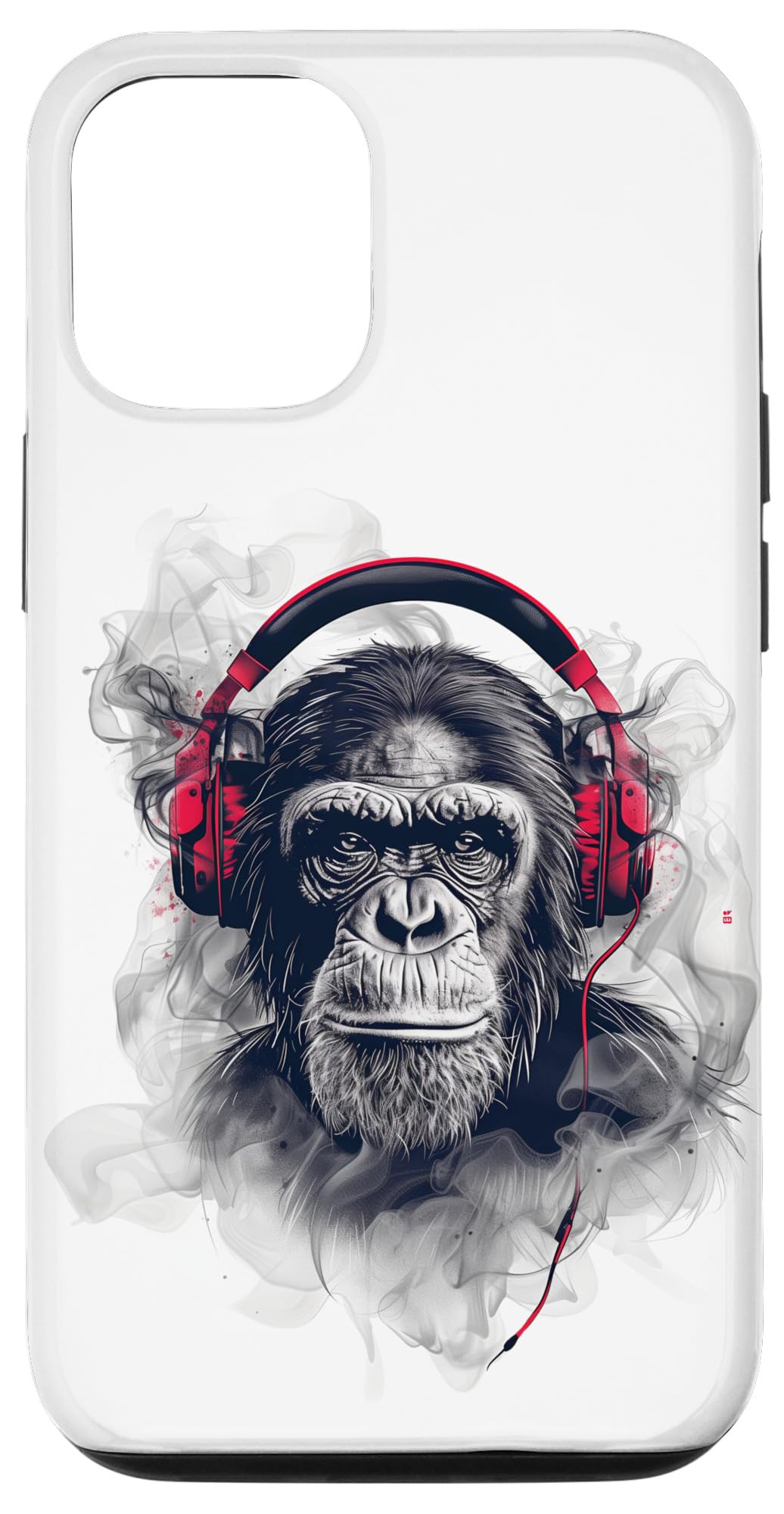 iPhone 15 Chimp Monkey with red headphones Case