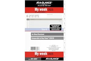 AT-A-GLANCE 2025 Planner Refill, Weekly & Monthly, 5-1/2" x 8-1/2", Desk Size, Loose-Leaf (481-285Y-25)