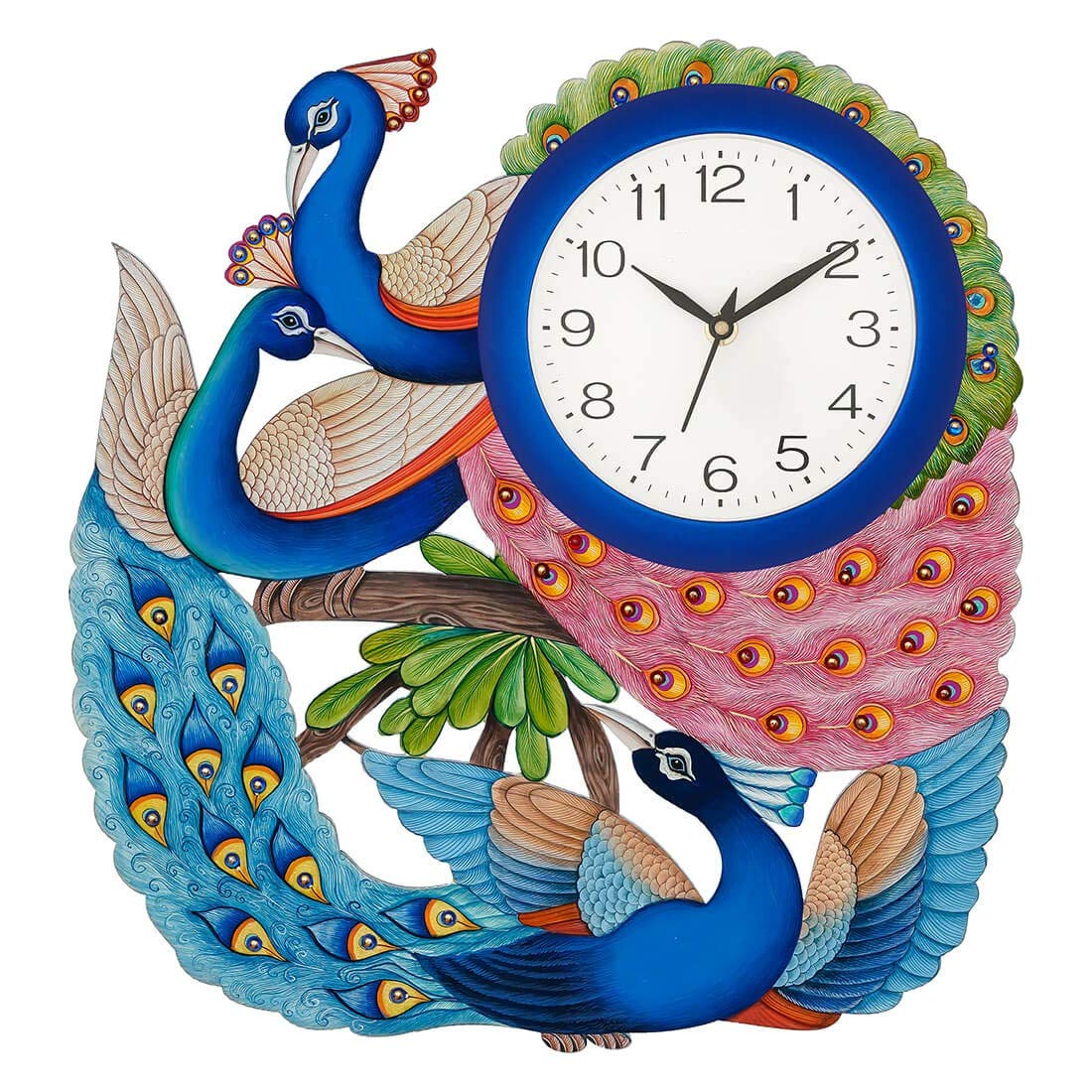 Buy RPARTS Peacock Style Wooden Wall Clock for Home Decor and Living Room (14.5x13.5inch) Online