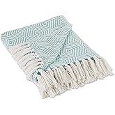 DII Diamond Throw Collection Woven Cotton, 50x60, Aqua