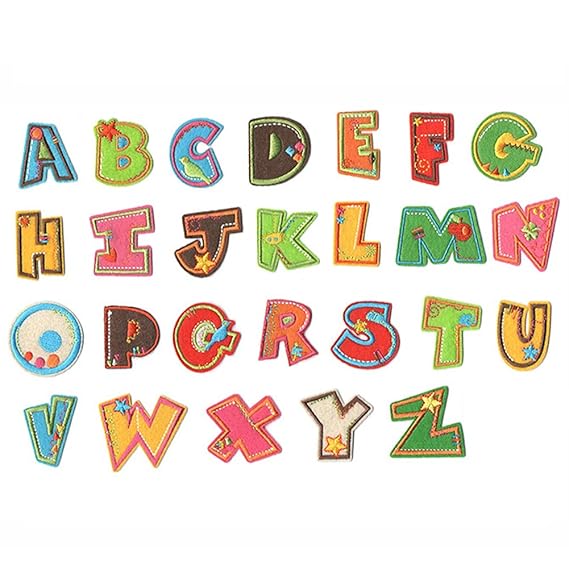 Applikation Flicken Bügelbild Aufnäher Stickbild Zum Aufbügeln Name ABC Buchstabe Buchstabe Alphabet (26pcs Buchstaben)