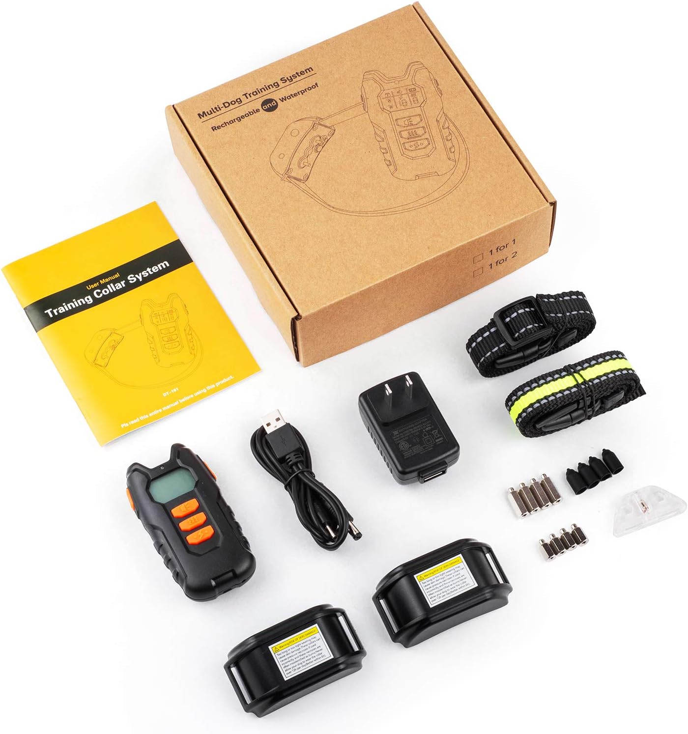 Flittor Dog Training Collar, Shock Collar for Dogs with Remote, 2 Receiver Rechargeable Dog Shock Collar, 3 Modes Beep Vibration and Shock Waterproof Bark Collar for Small, Medium, Large Dogs : Flittor : Pet Supplies