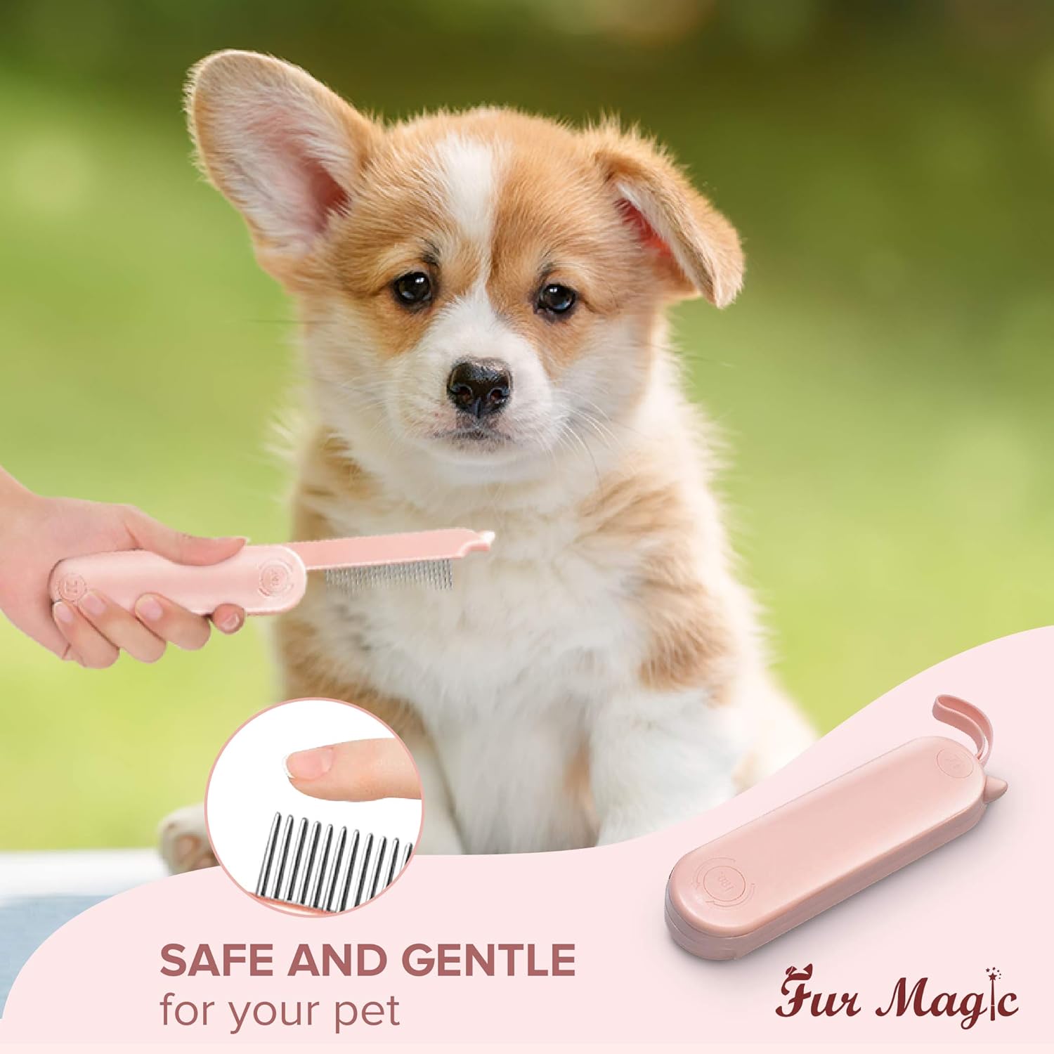 Fur Magic Deshedding and Dematting Comb, 2 Sided Foldable Pet Grooming Brush for Deshedding Mats and Tangles - Image 4