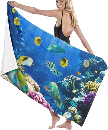 Amazon Com Hehe Tan Tropical Fish Printing Bath Towels 32in52in Best Bath Towel Beach Towels For Women Bath Set Bathroom Accessories Sports Outdoors