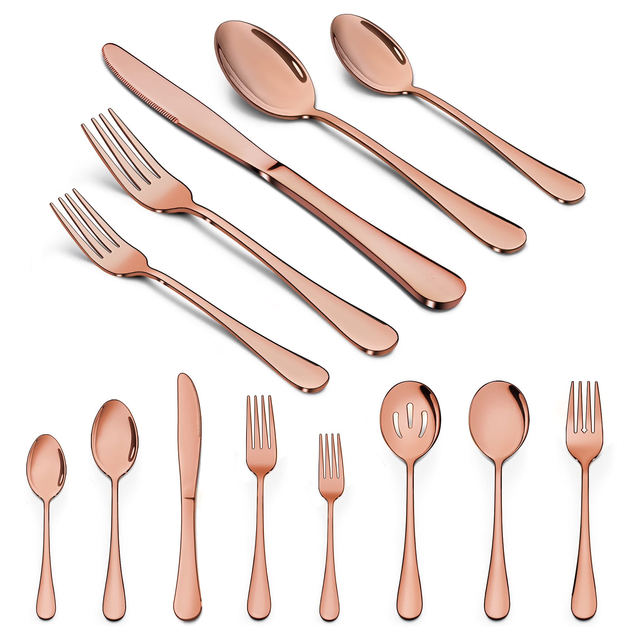 LIANYU 23-Piece Copper Silverware Set with Serving