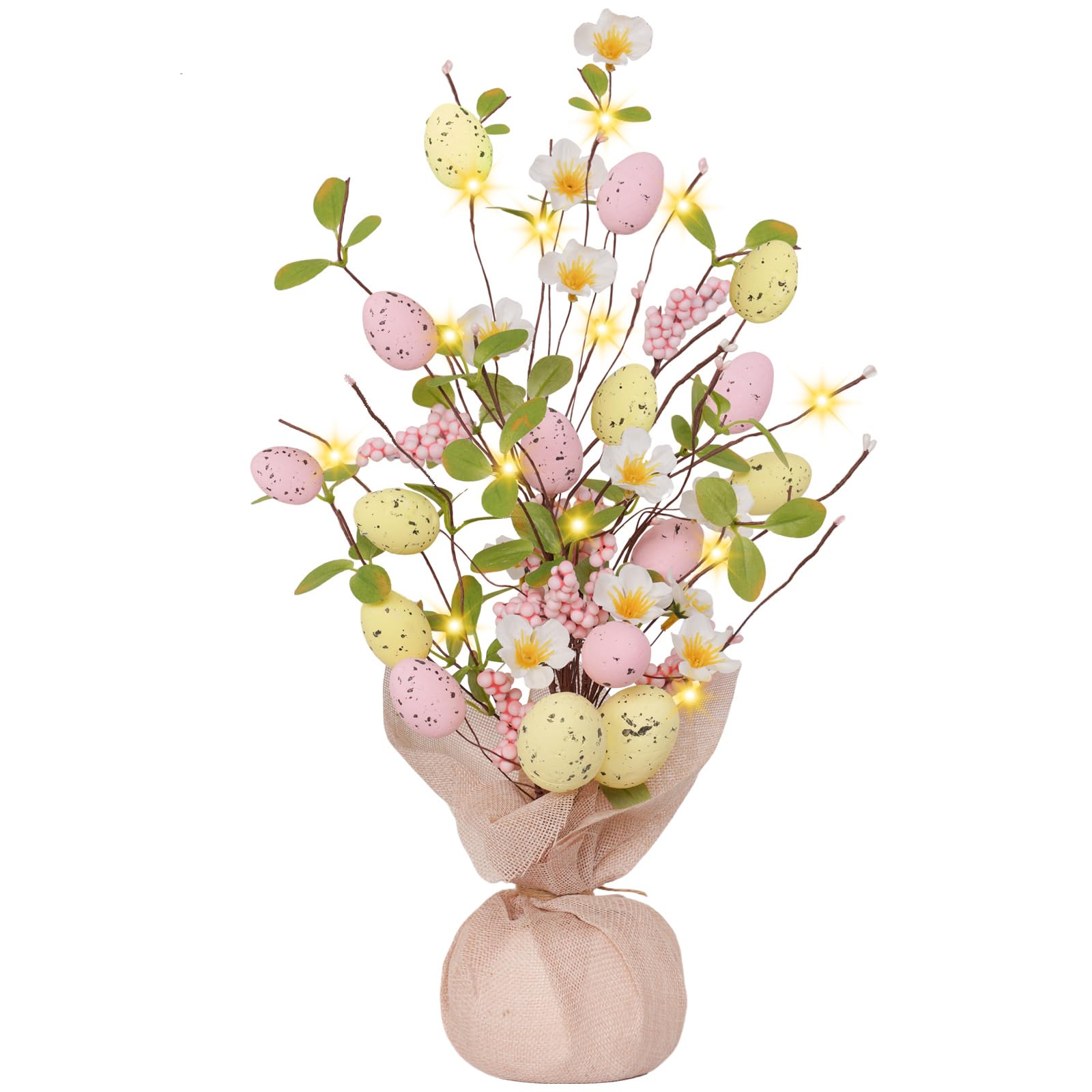 Photo 1 of 18inch Easter Decorations with Eggs & LED Lights Battery Operated Perfect Egg Tree for Indoor Easter Table Decorations & Holiday Decor