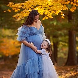 Tianzhihe Fluffy Tulle Maternity Robe for
