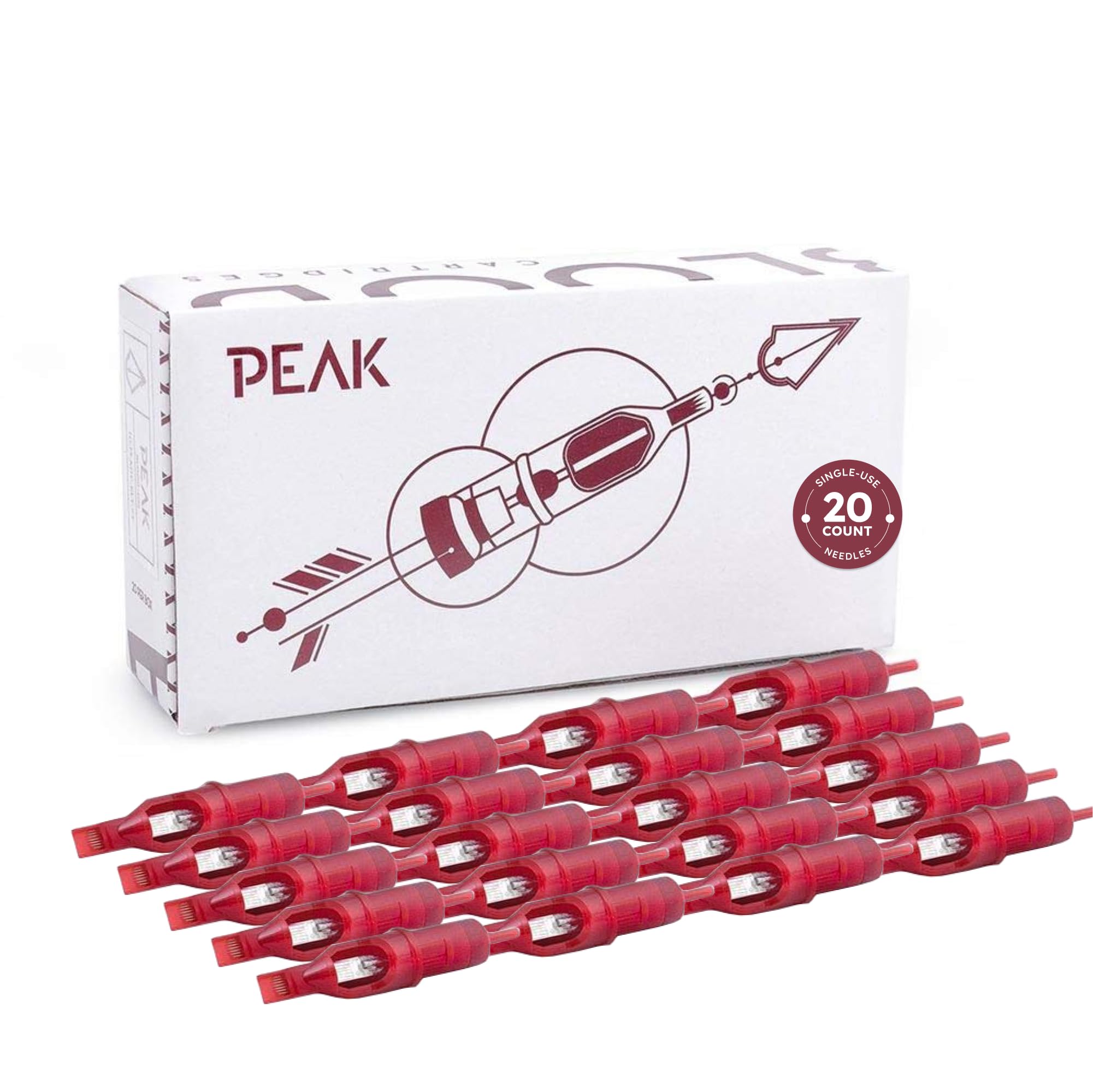 Peak - Blood Cartridge Tattoo Needles - 1003RLXT - Single-Use Cartridges for Safe Professional Tattooing, Disposable & Sterile Tattoo Supplies (Box of 20)