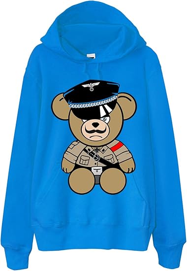 Amazon ノーブランド品 ドイツ軍兵士熊 オーシャンブルー Lサイズメンズ フード付きパーカー オリジナルプリント 通販