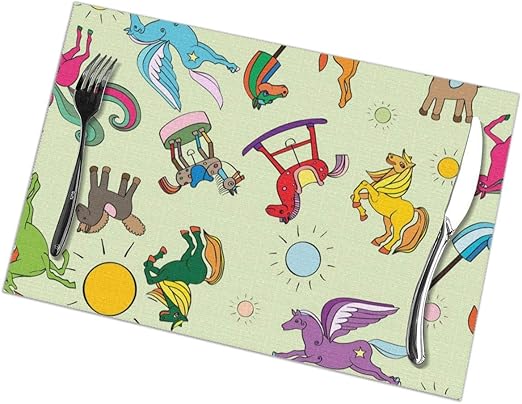 Manteles individuales de juguete con patrón de caballo de color de sol