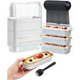 LNYZQUS Mini Loaf Pans with Lids 100 Pack, 6.8oz Small Cake Tins | Disposable Aluminum Foil, Rectangle Cake Baking Cups, Individual Dessert Containers for Bake Sales, White