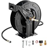 VEVOR Pressure Washer Hose Reel, 50 ft x 3/8 inch Retractable Power Heavy-Duty Steel Washer Hose Reel, 4000PSI Max, Auto-Rewinding, Flexible Wall/Floor Mounted for Car Washing,Garden,Floor Cleaning