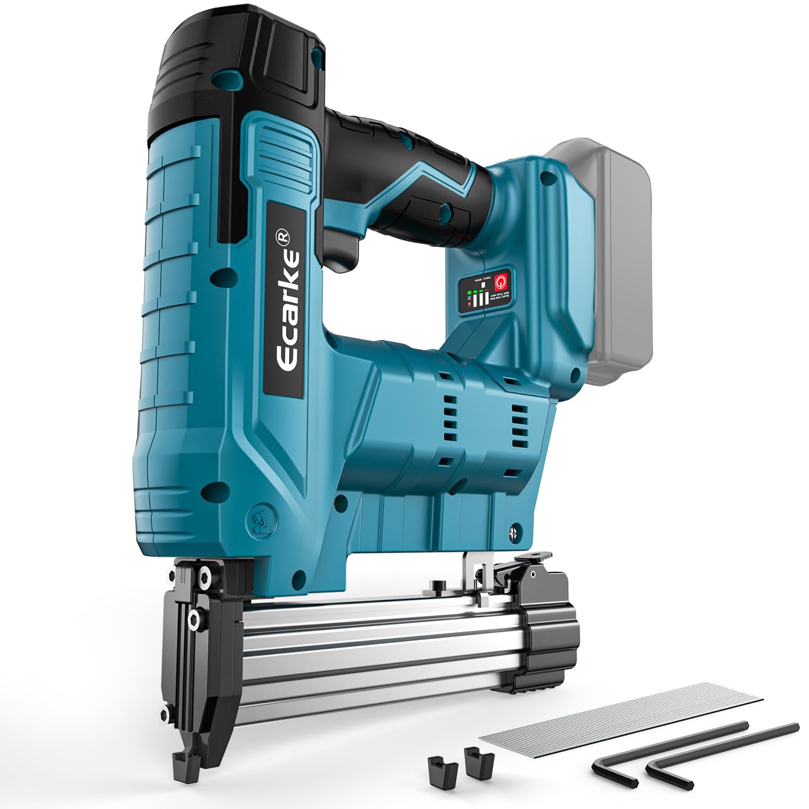 Photo 1 of Ecarke Cordless Brad Nailer Compatible with Makita 18V Battery (No Battery), 18 Gauge Electric Nail Gun Staple Gun, 5/8 to 1-1/4 Inch 2 Modes Brushless Nail Gun with 100 Nails for Upholstery Wood