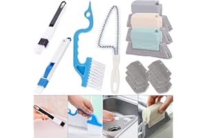 MUDOCP Window Track Cleaner Tool Set, 13 Pcs Magic Window Sill Cleaning Tools Kit with Groove Cleaning Brush for Door Tracks, Tile Lines, Shutter, Car Vents