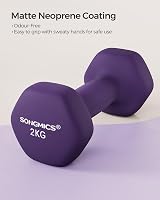 SONGMICS 2 x 2 kg Neoprene Dumbbells Hexagon Purple SYL64PL Set view 2