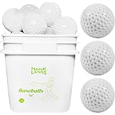 HANKLENSS 24 Pack Bucket of Dimpled Baseballs for Pitching Machine - Practice Balls for Hitting and Fielding, Rubber Baseballs for Hand-Eye Coordination