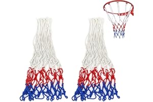 2 Pack Heavy Duty Basketball Net, All-Weather Red/White/Blue Basketball Nets, 12 Loops Basketball Net Replacement Fits Standa