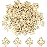 DICOSMETIC 100Pcs Filigree Flower Charms Filigree Wrap Charm Pendant Connectors Stainless Steel Chandelier Charm Vintage Rhombus Flower Charms Metal Hollow Embellishment for DIY Hairpin Jewelry Making