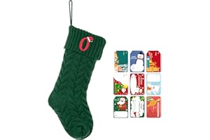 ZGCYSMHT Christmas Stockings Personalized Custom Initials 18 Inches Knitted Christmas Stockings with Letter Fireplace Hanging Monogram Xmas Stockings for Kids,Family Holiday Party Decoration（Green O）