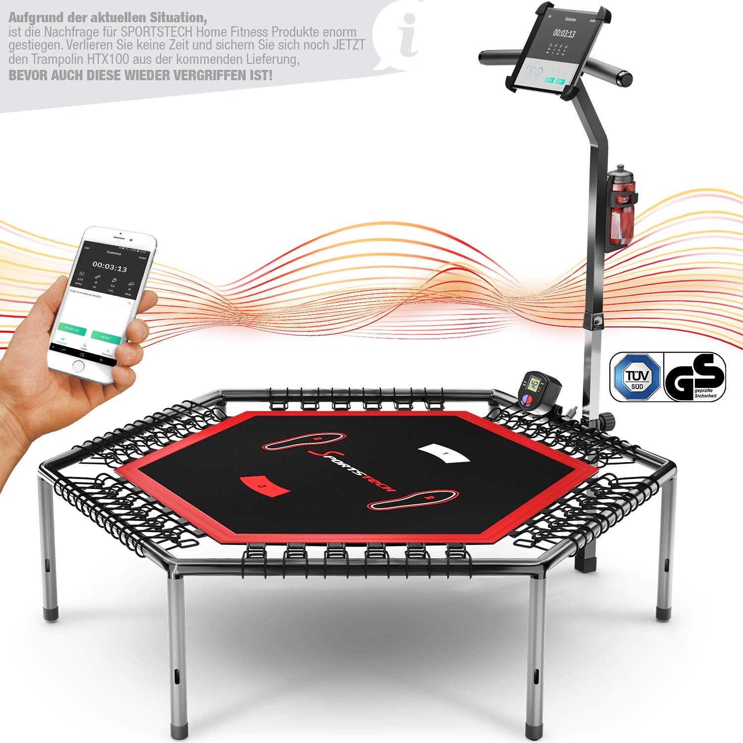  Smart Fitness Trampoline Includes Heart Rate Strap, Training Video