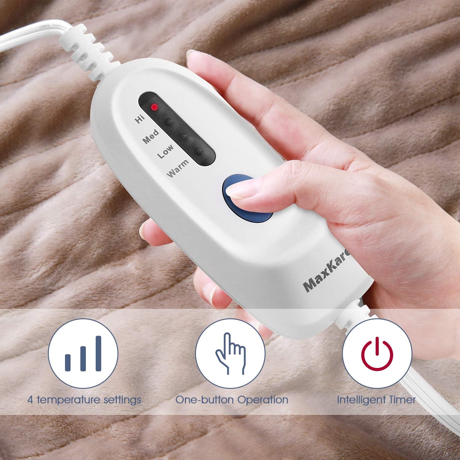 Electric Blanket Full 72" x 84" Oversize Fast Heating Throw with Auto Shut Off 8 Hours & 3 Heating Levels, ETL Certification, Machine Washable: Kitchen & Dining