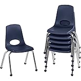 FDP 14" School Stack Chair with Ball Glides, Navy, 6-Pack, 10363-NV | Stacking student seat with colorful ball feet, ideal for elementary &amp; kids age 6-9, for classroom &amp; homeschool