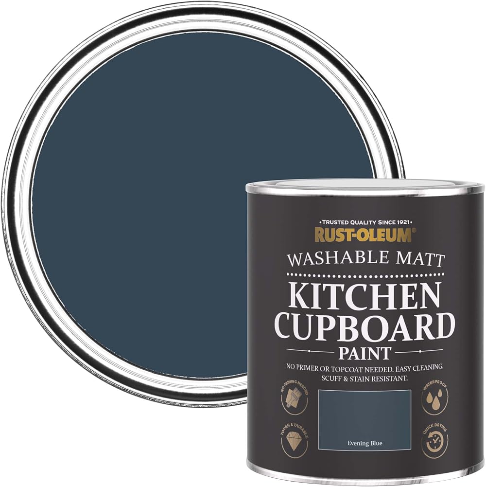 Rust-Oleum Blue Kitchen Cupboard Paint Matt Evening Blue 750ml