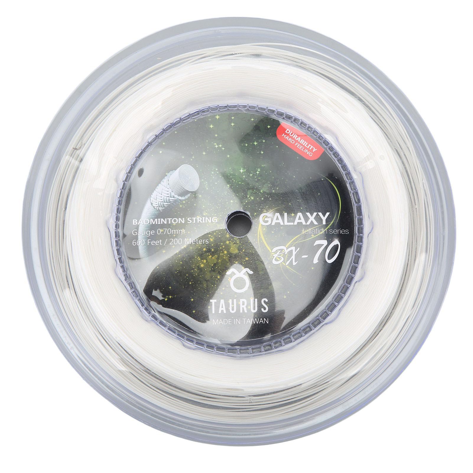 Keenso Badminton Rackets String, Badminton Line String High Elastic Nylon Badminton Racquet String 0.7mm Badminton String 200m Reel (White)