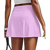 PINSPARK Women Tennis Skirts Invisible Elastic Waist Golf Skort with 2 Pockets Stretchy Athletic Skirt for Pickleball Workout