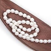 Freshwater Pearl Ellipses Beads Natural Genuine Freshwater Cultured Pearl Irregular Pearl Beads Freshwater Pearl Beads for Jewelry Making (7-8mm)
