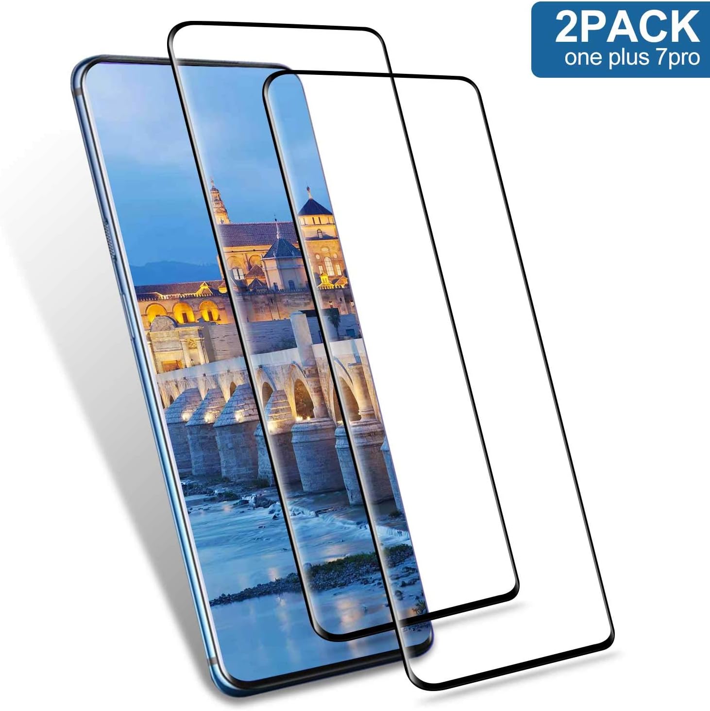 JAMONT [2 Pack] OnePlus 7 Pro Screen Protector, 3D Curved Premium Tempered Glass,HD Clarity,Anti Scratch, Anti-Bubble, Touch Screen Accuracy High Clear Film for - OnePlus 7 Pro/OnePlus 7 Pro 5G