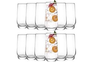 Drinking Glasses Set of 12, Crystal Highball Water Glasses, Glass Cups for Water, Juice, Beverage, Mojito, Mixed Drinks, Cock