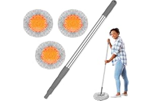 TIMIVO Dust Mop, Microfiber Mops for Floor Cleaning, with Hight Adjustable Handle and 1 Washable Mops Pad, Wet & Dry Floor Cleaning Mop for Hardwood, Tiles, Laminate, Vinyl (Grey mop with 3 Pads)