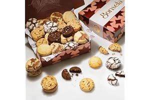 BONSELA Christmas Food Gifts, Cookies Variety Pack Bakery Fresh Gift Box with Chocolate Chip, Crinkle, Marble, Plain, Choco-Chocolate Fudge Homemade Cookies Gift Basket, Get Well, Thank You Holiday, Birthday