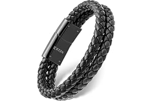 RTZN® Black Leather Bracelets for Men – Premium Artisan Handcrafted Collection – Single, Stacked, & Double Strand Braided Leather, Onyx Stone & Silver Chain Designs – Authentic Men's Leather Bracelets