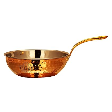 Taluka Stainless Steel Copper Fry Pan for Home Hotel Restaurant Tableware Kitchen and Dining, 5.5x 1.5-inch/300ml(Brown)