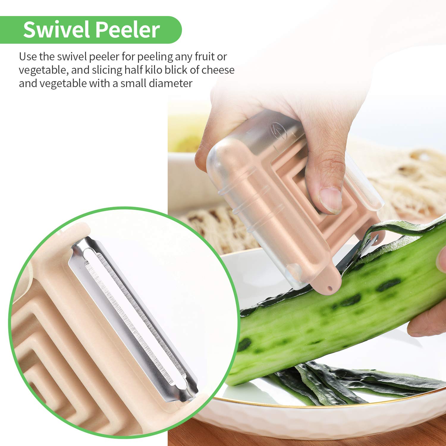 Seektop 3 in 1 Vegetable Peeler for Potato Tomato Carrot Zucchini Peelers with Swivel Julienne Serrated Stainless Steel Blades (Orange)