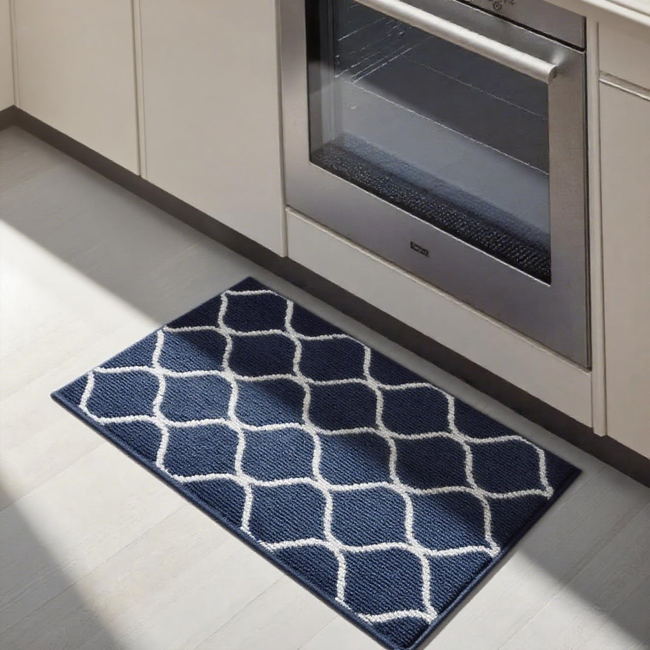 COSY HOMEER Kitchen Rug Runner 50 x 80cm, Washable Kitchen Rugs and Mats, Polypropylene Carpet Runner for Kitchen Entryway Hallway Laundry Room, Blue
