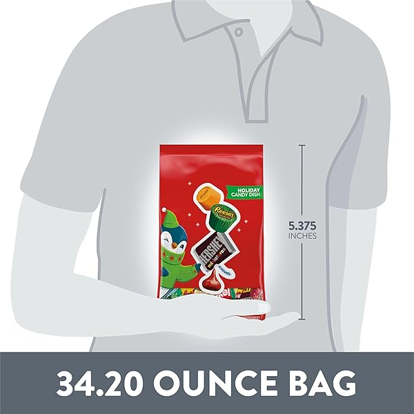 HERSHEY’S, REESE’S AND ROLO ASSORTED CHOCOLATE FLAVORED, CHRISTMAS CANDY BULK BAG, 34.2 OZ