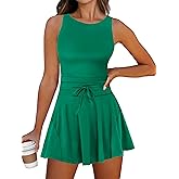Caracilia Women's Tennis Mini Dresses 2026 Summer Sleeveless Built in Shorts Golf Athletic One Piece Active Romper Dress